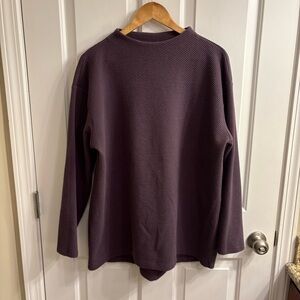 Lands' End Plum Textured Knit Tunic Top Large